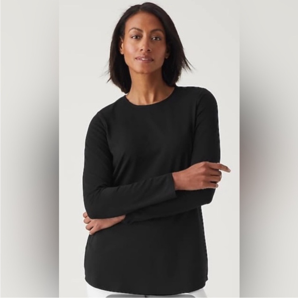 J Jill Pure Jill Shirt Tail Tee women’s XL Black Stretch Pima Cotton Tunic Top